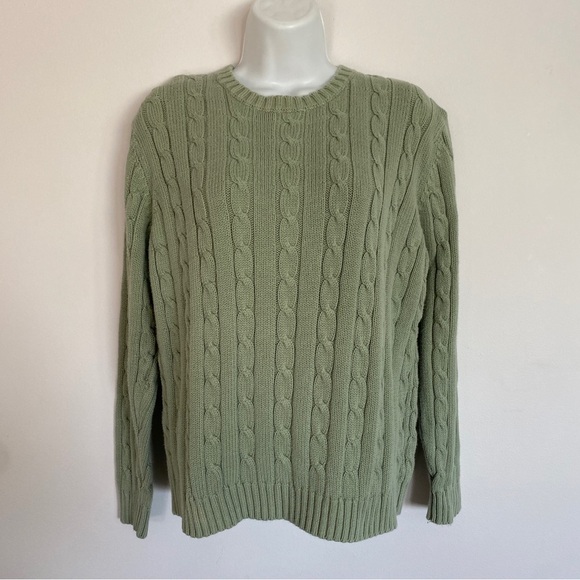 Y2K St. John's Bay Sage Crew Neck Cable Knit Sweater - Picture 1 of 4
